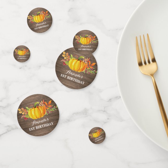 Rustic Watercolor Fall Pumpkin Birthday Party Confetti (Group)