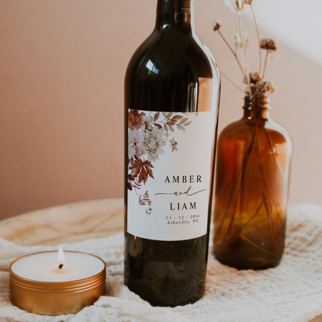 Rustic Watercolor Fall Wedding Wine Label Favour (Creator Uploaded)
