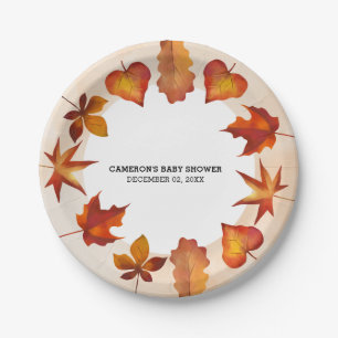 Rustic Watercolor Falling Leaves Autumn Party Paper Plate