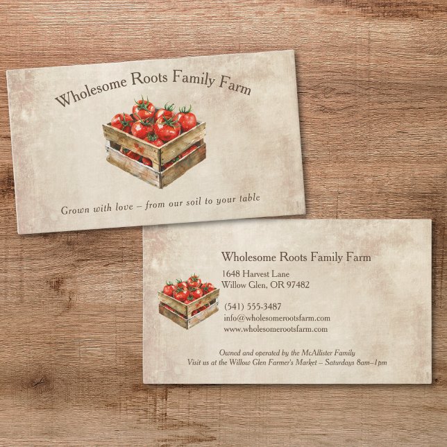 Rustic Watercolor Family Farm, local produce Business Card (Creator Uploaded)