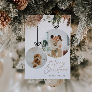 Rustic Watercolor Family Photo Christmas Holiday Card