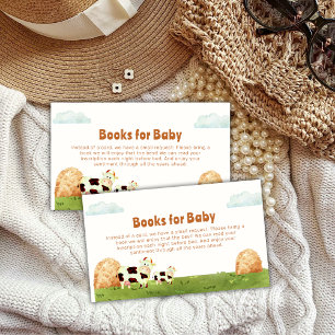 Rustic Watercolor Farm Cow Books For Baby Shower Enclosure Card