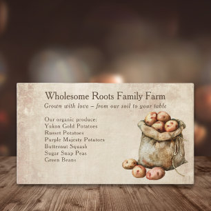 rustic watercolor farmers market, local produce business card