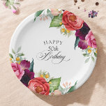 Rustic Watercolor Floral 50th Birthday Party Paper Plate<br><div class="desc">With beautiful rustic boho style, this 50th birthday party plate has a rich colour palette in terracotta, deep peach, burgundy red, purple, teal and yellow. The lovely watercolor floral elements have a nature-inspired organic appeal and make the design pop with style. Elegant calligraphy script spells out the word "Birthday" with...</div>