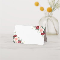 Rustic Watercolor Floral Blank Folded Place Card