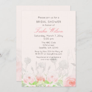 Rustic Watercolor Floral Blush Bridal Shower Invitation