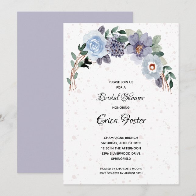Rustic Watercolor Floral Bridal Shower Invitation (Front/Back)