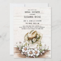 Rustic Watercolor Floral cowgirl Hat Bridal Shower