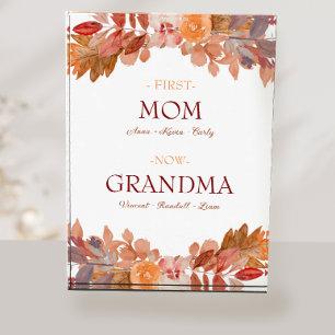 Rustic Watercolor Floral Custom Grandma Photo Block