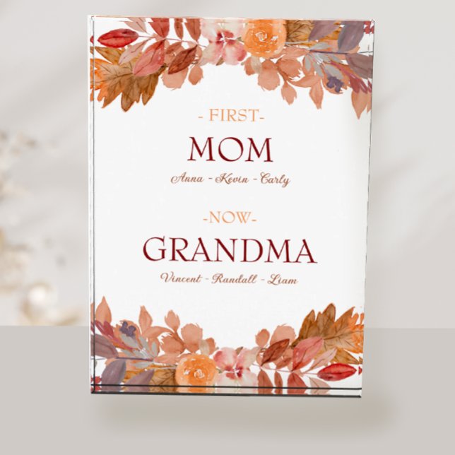 Rustic Watercolor Floral Custom Grandma Photo Block (Creator Uploaded)