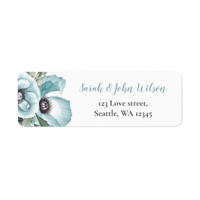 Rustic Watercolor Floral Dusty Blue Wedding (Front)