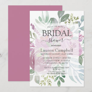 Rustic Watercolor Floral Dusty Rose Bridal Shower Invitation