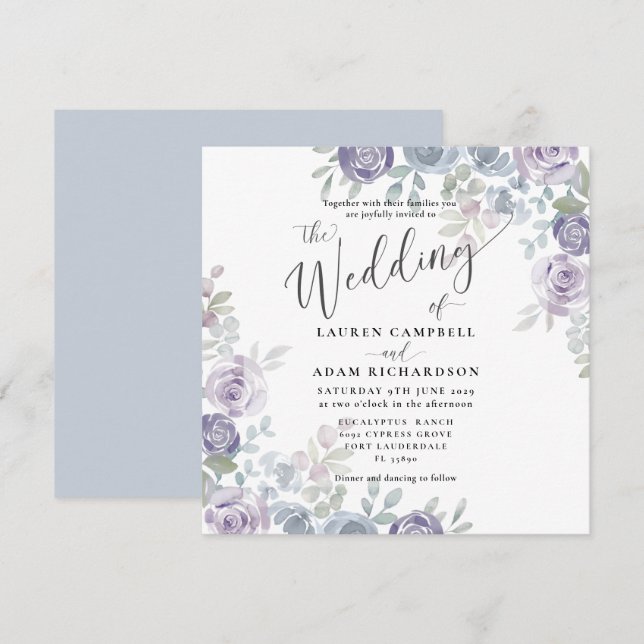Rustic Watercolor Floral &  Eucalyptus Wedding  (Front/Back)