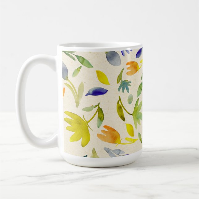 Rustic Watercolor Floral Garden Botanical Coffee Mug (Left)