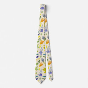 Rustic Watercolor Floral Garden Botanical Tie