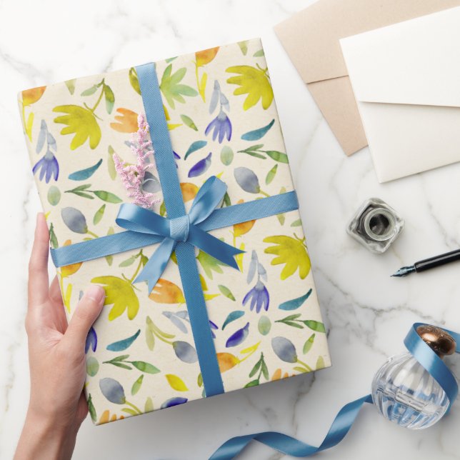 Rustic Watercolor Floral Garden Botanical Wrapping Paper (Gifting)