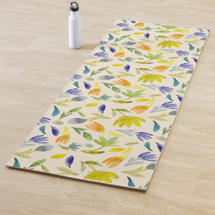 Rustic Watercolor Floral Garden Botanical Yoga Mat