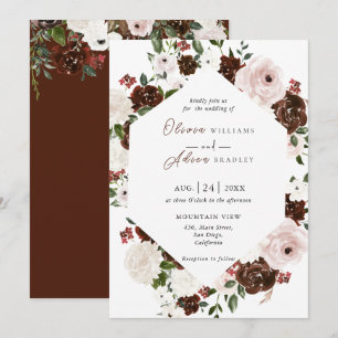 Rustic Watercolor Floral Geometric Wedding Invita Invitation