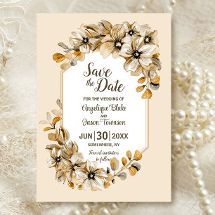 Rustic Watercolor Floral Geometric Wedding Save The Date