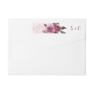 Rustic watercolor floral lace wedding monogram wrap around label