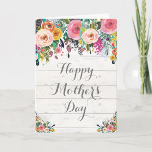 Rustic Watercolor Floral Mother's Day Card