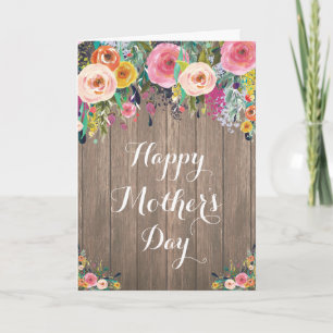 Rustic Watercolor Floral Mother's Day Card