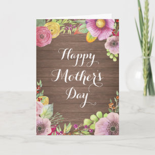 Rustic Watercolor Floral Mother's Day Card