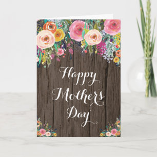 Rustic Watercolor Floral Mother's Day Card