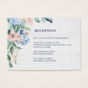 Rustic Watercolor Floral Navy Wedding Reception
