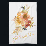 Rustic Watercolor Floral Personalized Script Name Tea Towel<br><div class="desc">Add a touch of warmth and elegance to your kitchen with this personalized floral kitchen towel featuring an autumn-inspired watercolor bouquet and custom script name. Perfect for gifting or sprucing up your own space, it combines beauty and functionality to enhance everyday moments. This towel is ideal for anyone who appreciates...</div>