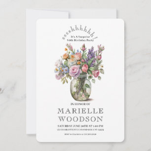 Rustic Watercolor Floral Surprise 80th Birthday  Invitation