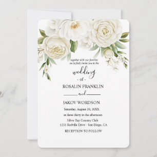 rustic watercolor floral wedding  invitation