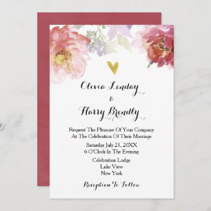 Rustic Watercolor Floral Wedding Invitation