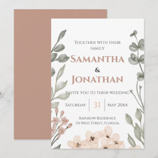 Rustic Watercolor Floral Wedding Invitation