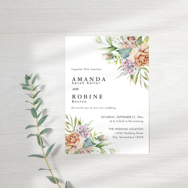 Rustic Watercolor Floral Wedding Invitation (Creator Uploaded)