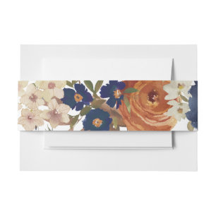 Rustic Watercolor Floral Wedding Invitation Belly Band