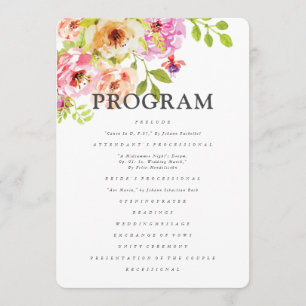 Rustic Watercolor Floral Wedding Programme