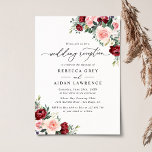 Rustic Watercolor Floral Wedding Reception Invitation<br><div class="desc">This elegant Romantic Blooms collection features watercolor burgundy and blush florals with greenery leaves paired with a classy serif & delicate sans font in black,  and dusty rose back with a customisable monogram. Matching items available.</div>