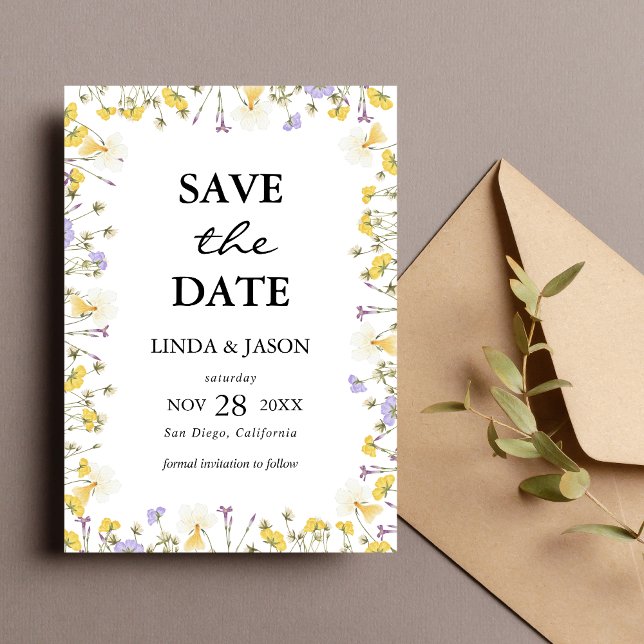 Rustic Watercolor Floral Wedding Save The Date Invitation (Creator Uploaded)