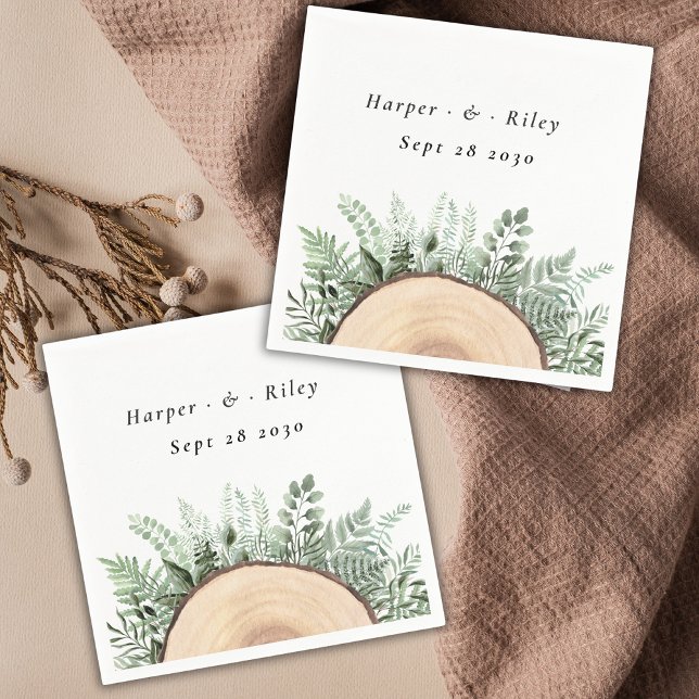 Rustic Watercolor Floral Wood Wedding Napkin (Creator Uploaded)