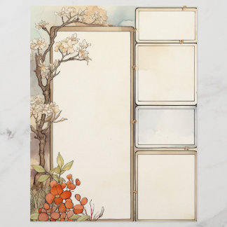Rustic Watercolor Floral Writing spot frames Custom Letterhead