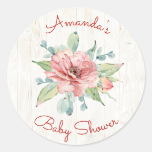 Rustic Watercolor Flower Floral Baby Shower Classic Round Sticker