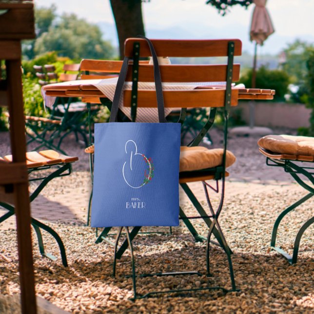 Rustic watercolor flower letter B  Tote Bag (Creator Uploaded)