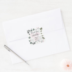 Rustic watercolor flowers Thank You wedding Square Sticker