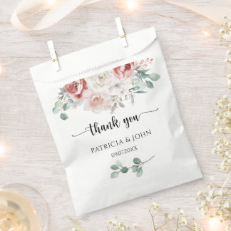 Rustic Watercolor Flowers Wedding Thank You Favour Bags