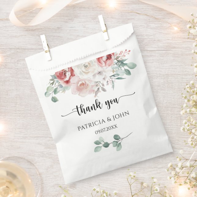 Rustic Watercolor Flowers Wedding Thank You Favour Bags (Clipped)