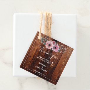 Rustic watercolor flowers wood Wedding Thank You Favour Tags