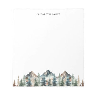 Rustic Watercolor Foggy Pie Forest Personalised  Notepad