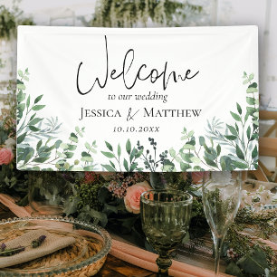 Rustic Watercolor Foliage Wedding Banner