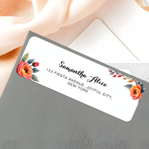 Rustic Watercolor Folral Birthday  Return Address